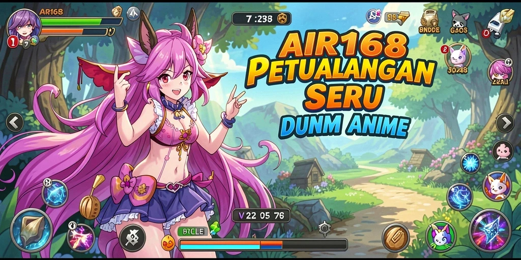 Screenshot menunjukkan karakter cantik dalam pertarungan yang seru di dunia Anime.