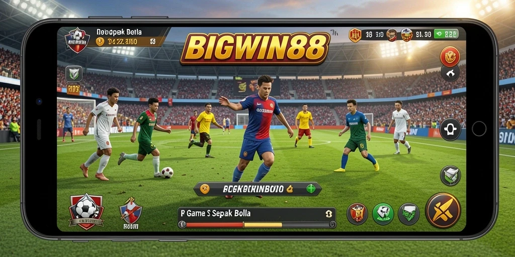 Tangkapan layar menunjukkan serunya gameplay sepak bola di BIGWIN88.