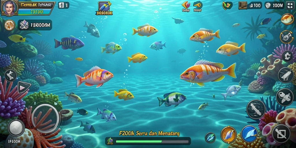 Tampilan gameplay F200M yang seru dan penuh aksi Tembak Ikan.