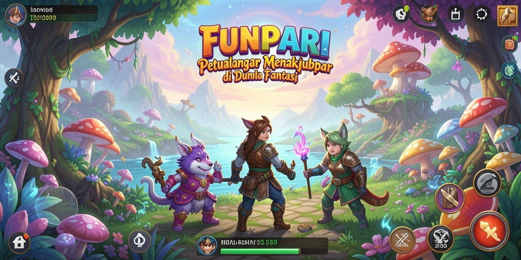 Tampilan gameplay FUNPARI yang menakjubkan dan penuh warna.