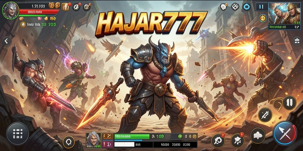 Tampilan gameplay seru dan dinamis dalam HAJAR777, penuh aksi dan petualangan.