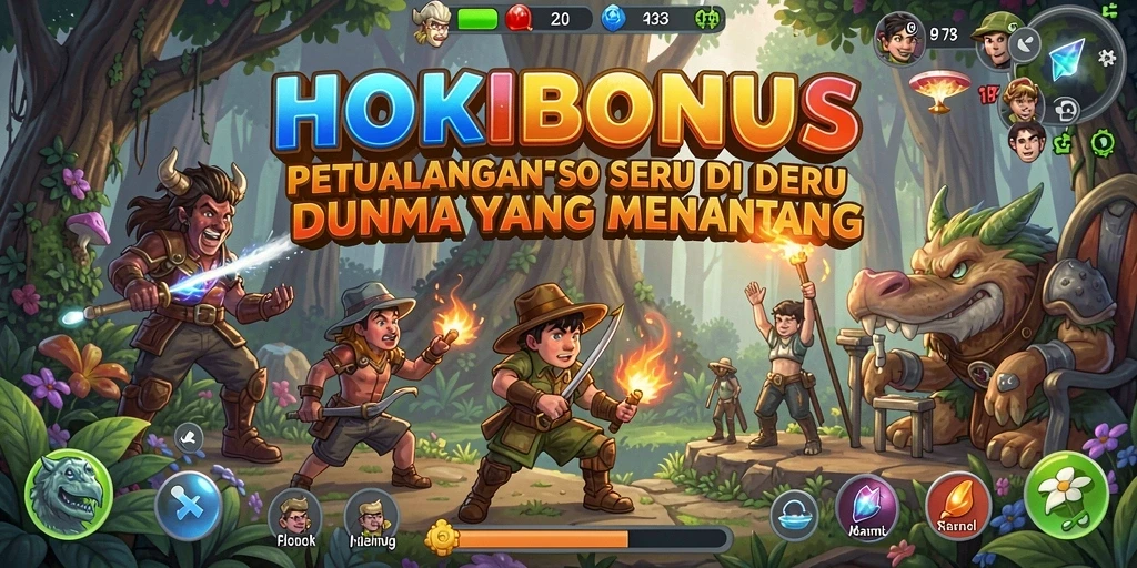 Tampilan gameplay seru dari HOKIBONUS yang menampilkan aksi petualangan.