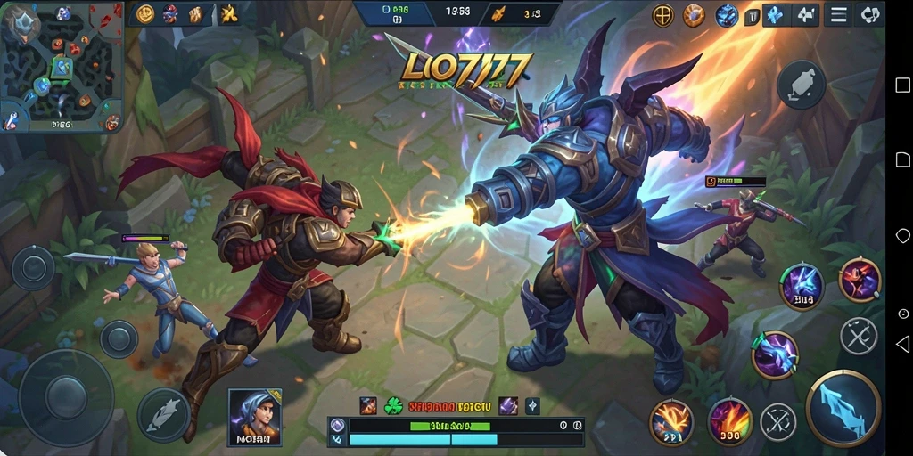 Gameplay seru dalam LJO777 dengan aksi pertarungan tim.