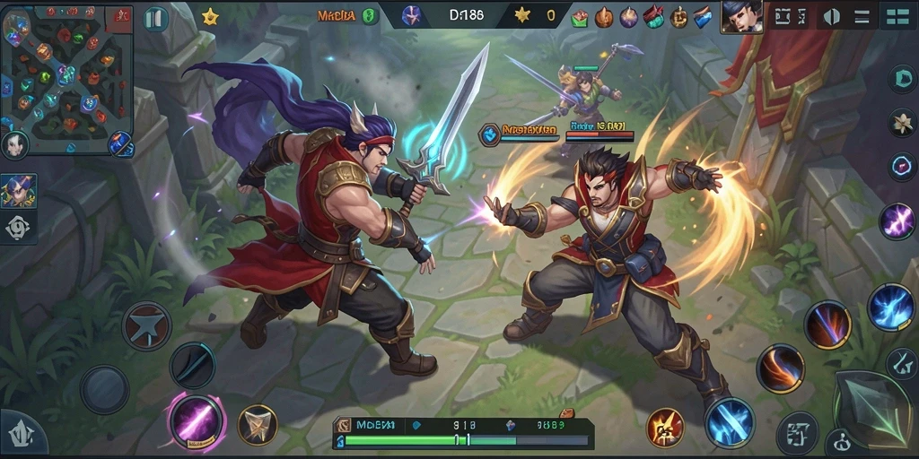 Tampilan gameplay MDG188 dengan aksi pertarungan seru antara karakter.