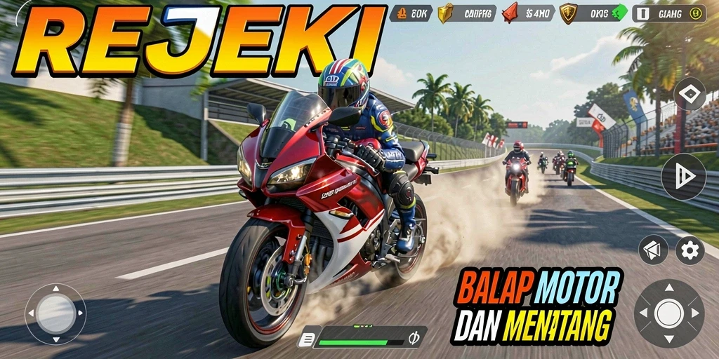 Tampilan utama gameplay balapan motor yang mendebarkan.