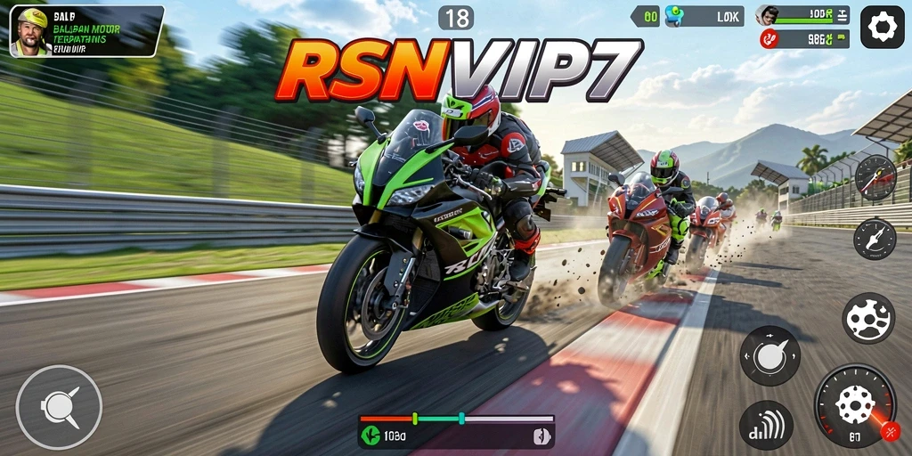 Gameplay RSNVIP7 yang menegangkan dengan balapan motor yang seru.
