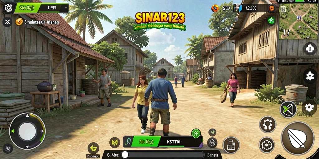 Tangkapan layar SINAR123 menampilkan karakter dalam lingkungan interaktif yang menarik.
